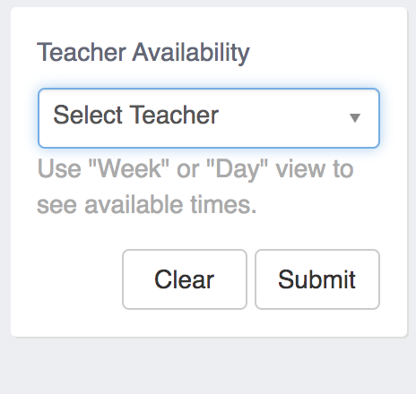 screenshot of teachers availability