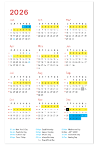 2026 academic calender for Japanese Melbourne Language School